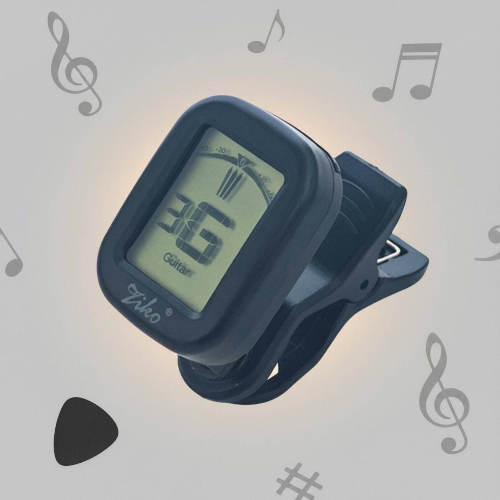 Guitar Tuner Clip - Chromatischer Snap-on-Tuner, leicht ablesbares Display, Gitarren-Clip-Tuner,