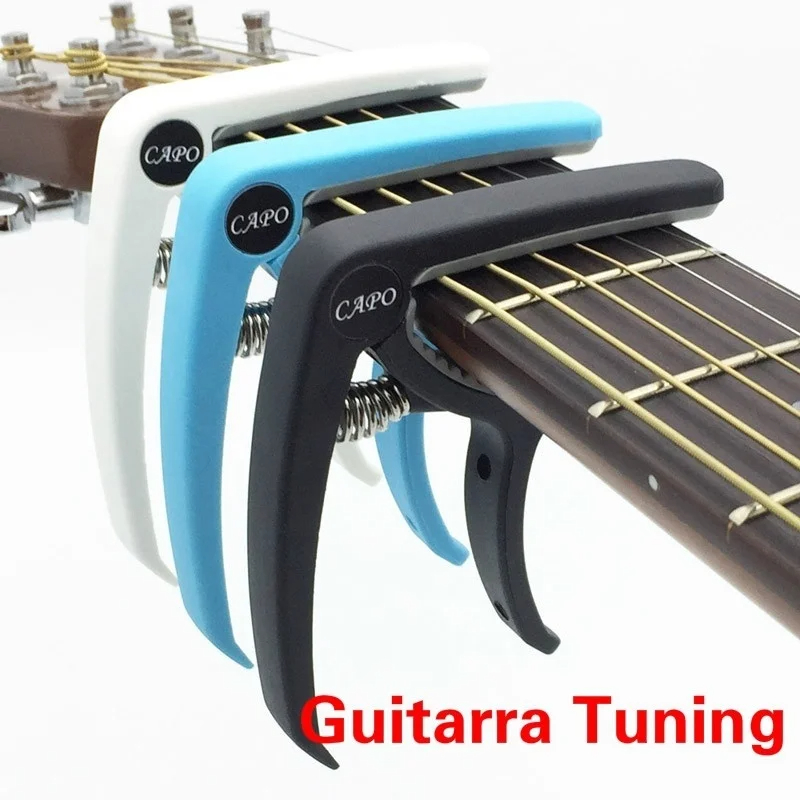 Guitar Tuner Clip - Kunststoff-Gitarren-Kapodaster für 6-saitige Akustik, klassische E-Gitarre,