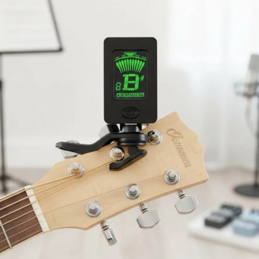 Guitar Tuner Clip - Stonego LCD Clip-on-Gitarren-Tuner, chromatischer Tuner für