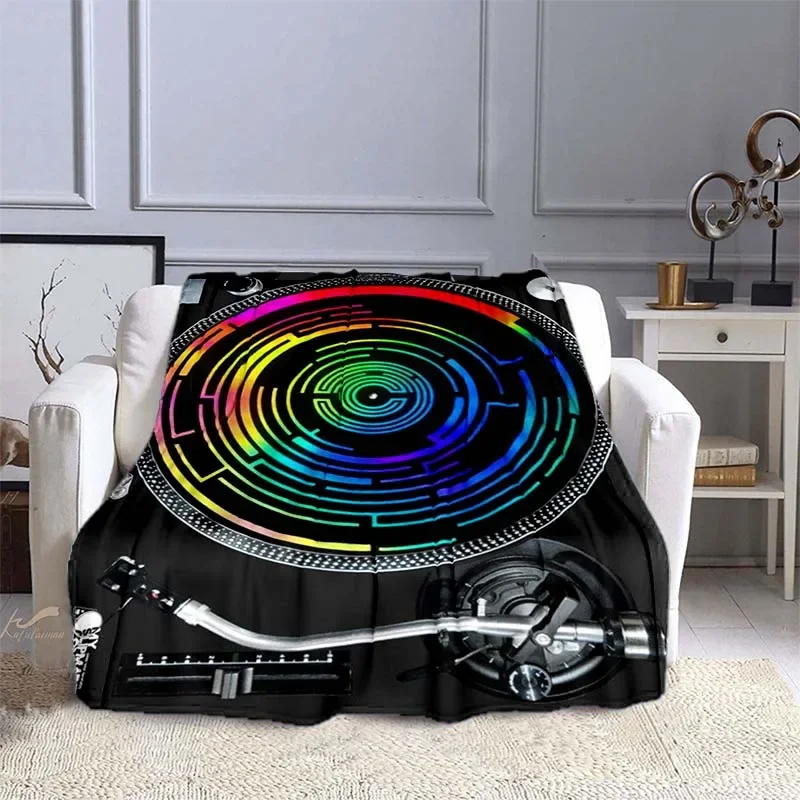 Audio Music King - Musik-DJ-Flanelldecken, Disc-Player-Plüschdecken, Audio-Weiche Gemütliche Decke für