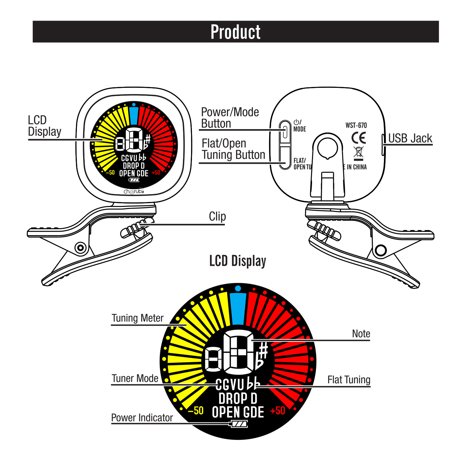 Cherub WST-670 Wiederaufladbar – Guitar Tuner Clip Bewertung und Preis